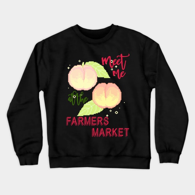 Meet me at the farmers market - pixel peach japanese Crewneck Sweatshirt by papillon